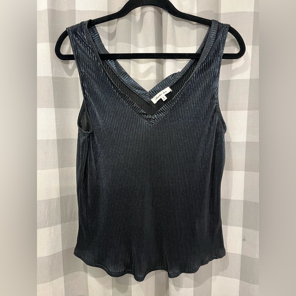 Another Love Metallic Black Tank Top